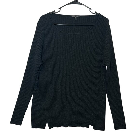 Eileen Fisher Sweaters - Eileen Fisher Women’s Sweater 100% Merino Wool XL Black Ribbed Long Sleeve